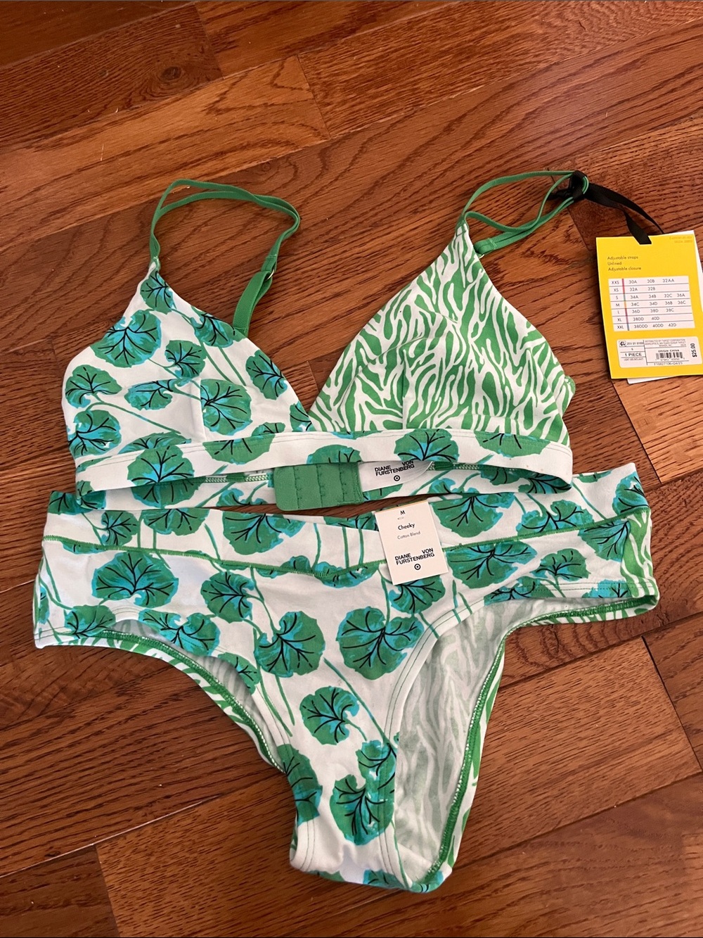 NWT DVF X Target bralette small & brief medium green